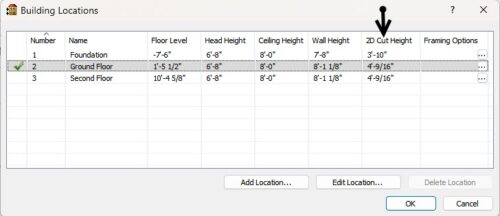 Building Locations Cut Height